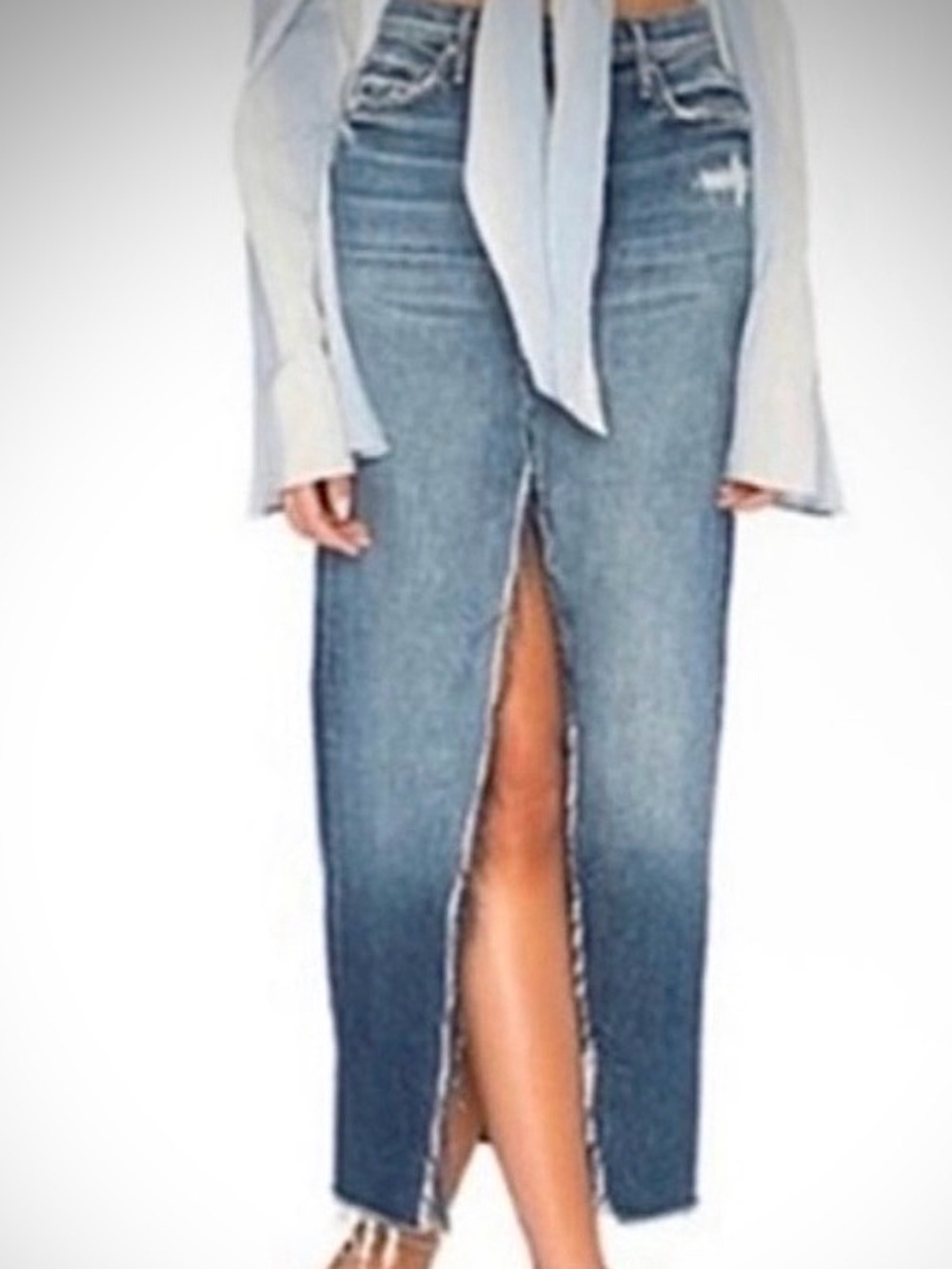 Mother Denim Maxi Skirt with Front Slit, size 32